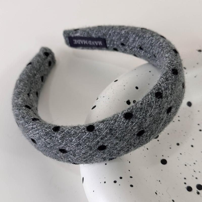 Gray Polka Dot Knitted Bow Retro Hair Accessories Headband 6