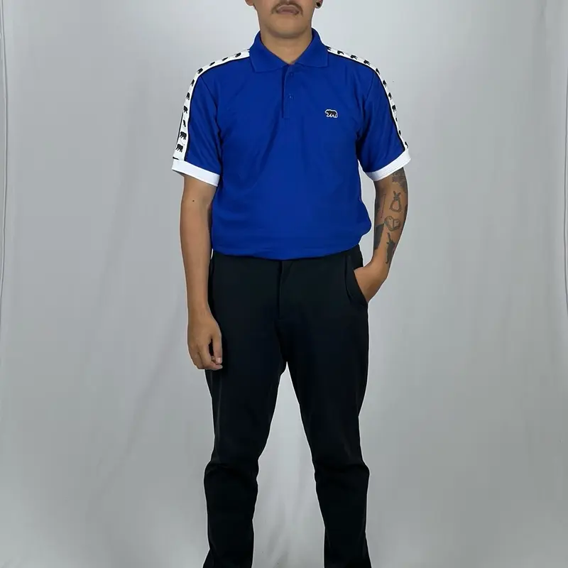 Acbst Co Kaos Polo Shirt Tapped Bear Logo Blue Electric Casual Pria 2