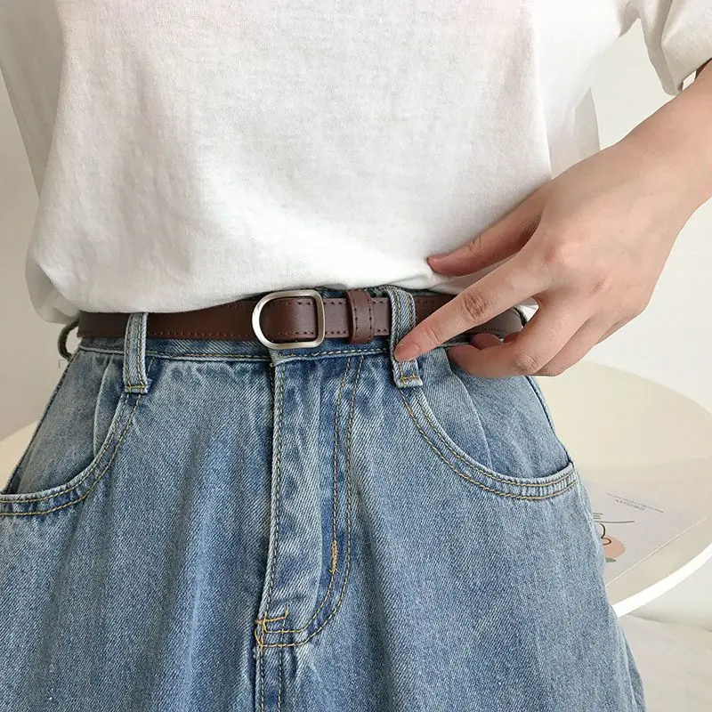 Miyeon TP526 Ikat Pinggang Wanita Bahan PU Belt Model Korean Thin Gesper Gaya Retro 2