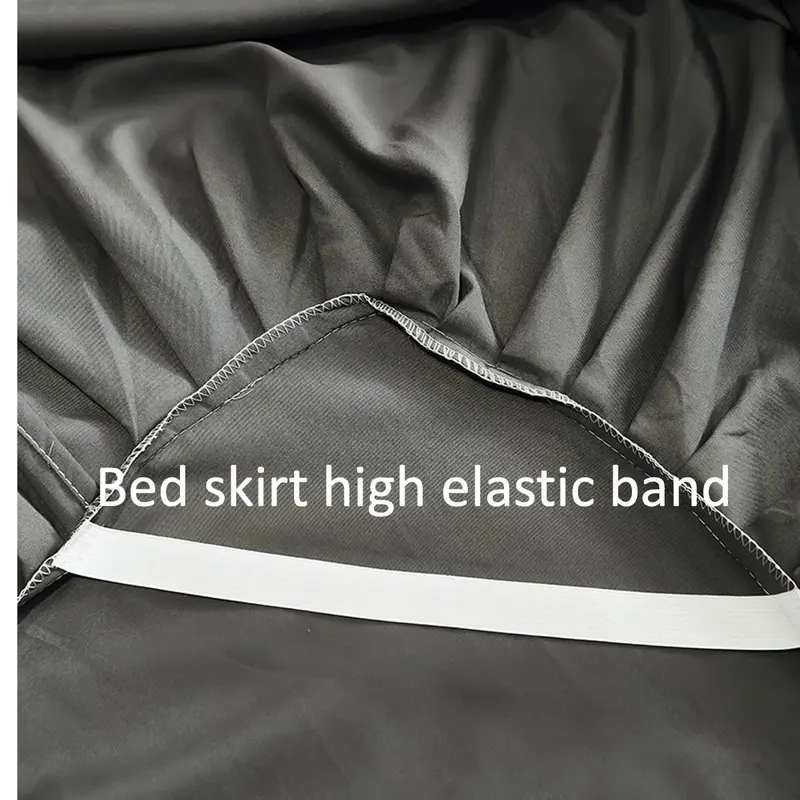 Solid Color Bed Skirt, 1 Set Adjustable Elastic Bed Cover, Easy To Clean Bedding Supplies for Home Bedroom Hotel Dormitory 5