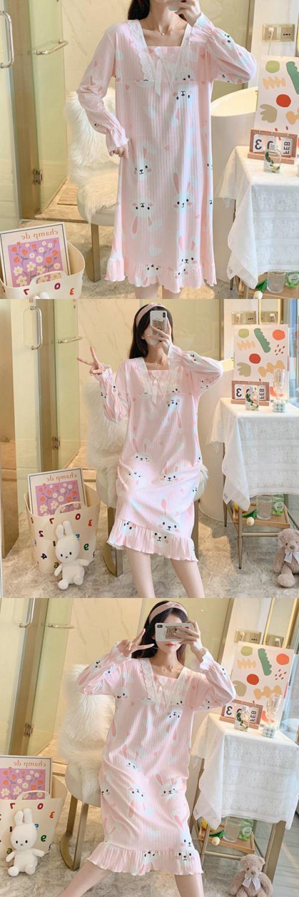 Product Introduction of Váy Ngủ Cho Nữ, Phong Cách Công Chúa Ren Mùa Thu, Dài Tay, Dễ Thương, Cỡ Lớn, Thích Hợp Cho Mùa Mùa Xuân Và Mùa Thu, Phong Cách Instagram, Thích Hợp Cho Học Sinh, Thiết Kế Hoạt Hình, Thích Hợp Cho Trang Phục Nhà Cửa Women Đầm Ngủ Dress Khuy 3