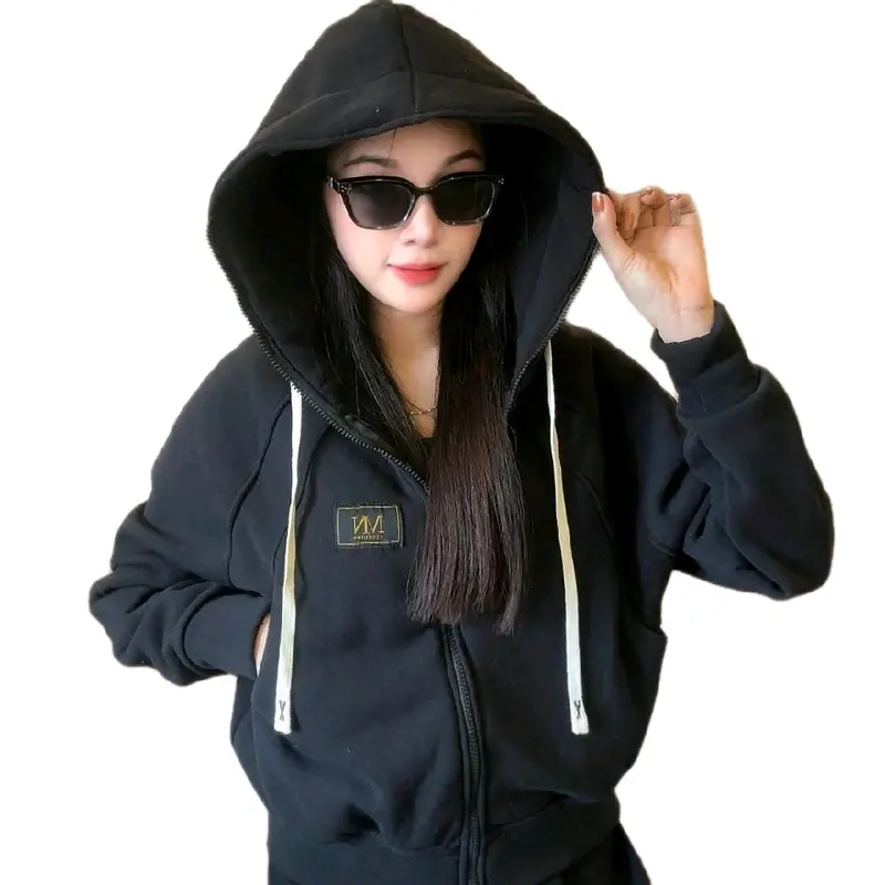 Áo Khoác Nỉ Bông 4 Túi , Nón To , Freezise Dưới 65kg Top Nữ Hoodie 1