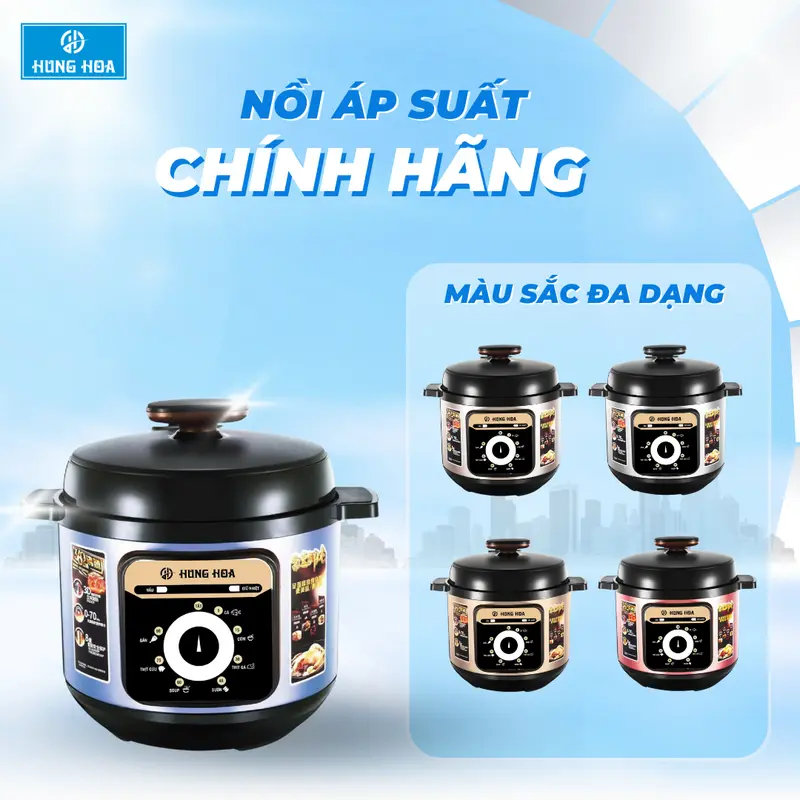 Nồi Áp Suất Chính Hãng 1.5 lít Hùng Hoa: Nắp nồi chống bỏng; 12 chức năng nấu; Tiết kiệm thời gian, tiết kiệm điện; Kiểm soát nhiệt độ tự động; Tặng kèm túi vải cao cấp hoặc Hộp đựng thức ăn + Muôi xới cao cấp 4
