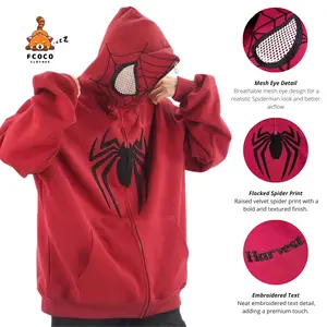 FCOCO - Spiderman Hoodie Zipper Jaket Oversize Wanita Pria Bahan Scuba Premium Nyaman Dipakai Cocok Untuk Daily Wear & Streetwear