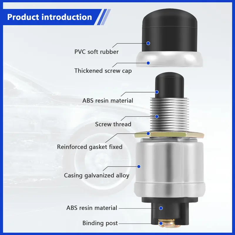 12V 50A Waterproof Switch Push Button Cars Boat Track Horn Engine Start 5
