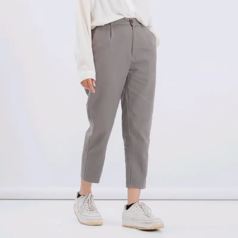 Hazel Ankle Pants - Celana Basic Wanita Baggy Pants 7/9 American Drill Premium 0