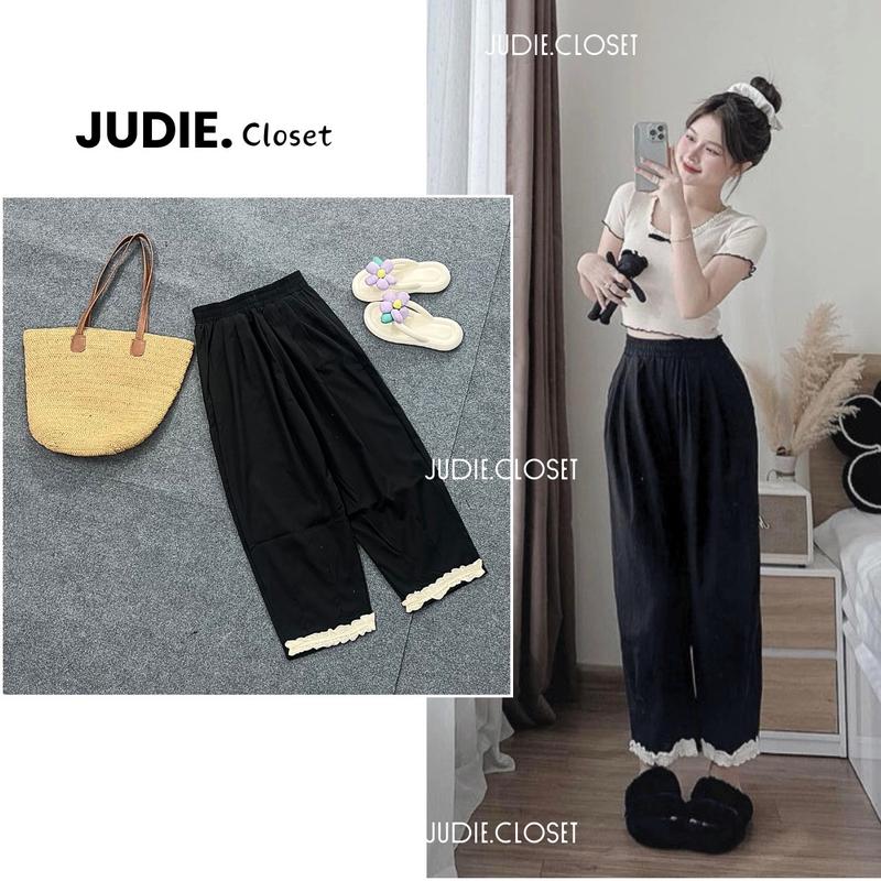 Quần Bom Nữ Dáng Lửng Chất Thô Gắn Gấu Ren Cạp Chun Co Dãn JUDIE.Closet 0