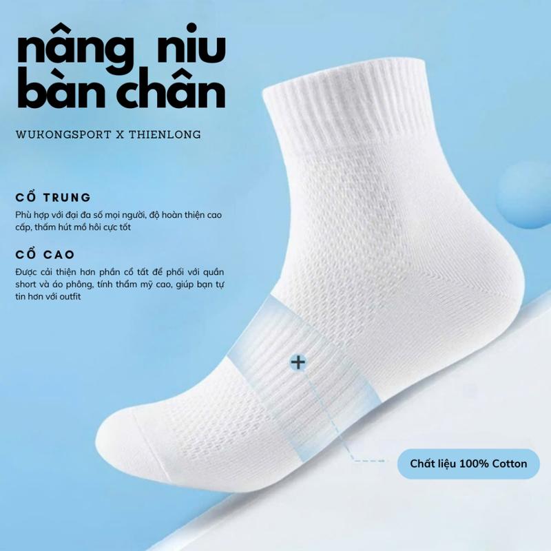 Tất cổ cao thể thao nam chất liệu Cotton dày dặn, thấm hút tốt, thoáng khí khi sử dụng 3