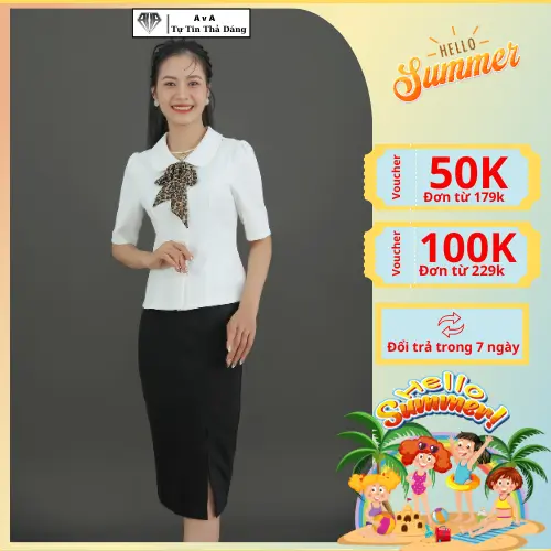 Áo sơ mi nữ cộc tay công sở kiểu dáng basic trơn dáng ôm co giãn - Thời trang thiết kế AvA Fashion KG003_23