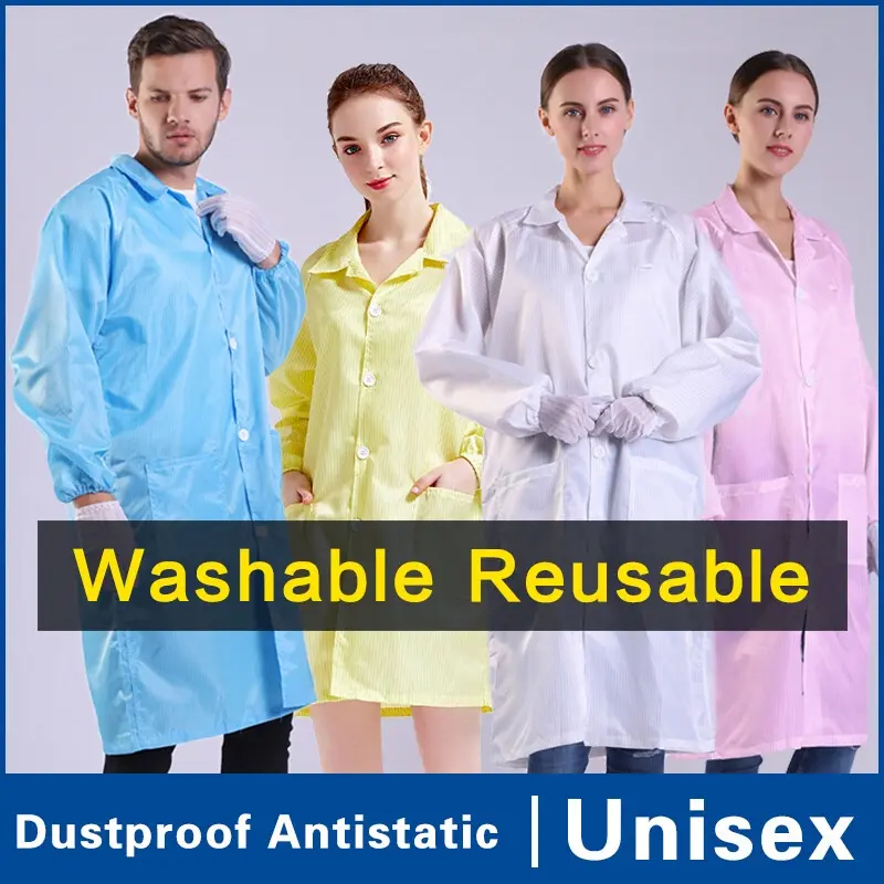 ESD Smock Lab Coat Washable AntiStatic Coveralls Clean room Suit PPE ...