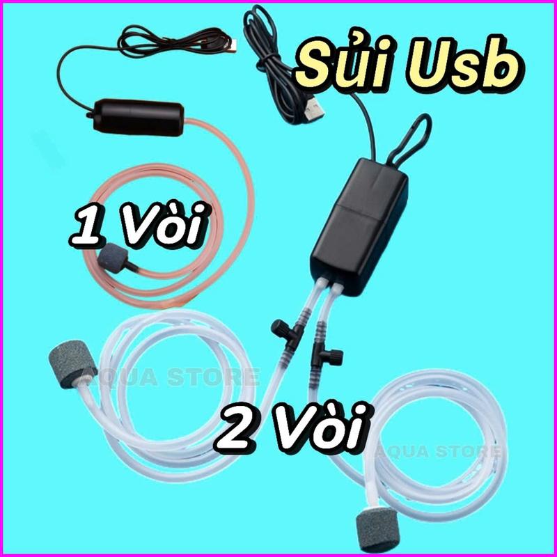Máy Sủi Oxy Usb 2 Vòi 1 Vòi dùng tạo Oxy cho bể cá cảnh