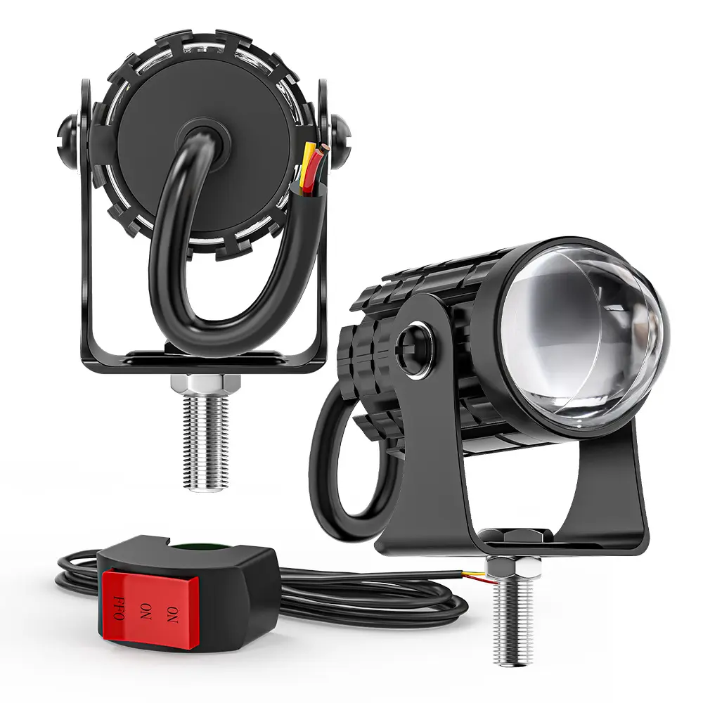 Đèn pha xe máy mini đèn chiếu sáng lái xe chùm 12V 24V Trắng vàng đèn LED sương mù xe máy Đèn phụ