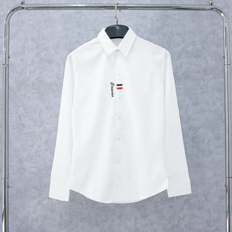 Áo sơ mi nam tay ngắn vải lụa mền thêu chữ nổi trẻ trung thời trangcao cấp - MY LINH CLOTHINGS Menswear Shirt Kate sơ  mi  trắng  tay  ngắn 6