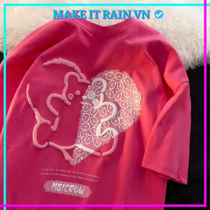 [MUA ÁO CÓ QUÀ] Áo Thun Unisex HAPPY IN NỔI Make It Rain VN, Áo Phông Nam Nữ Form Rộng Cổ Tròn 2