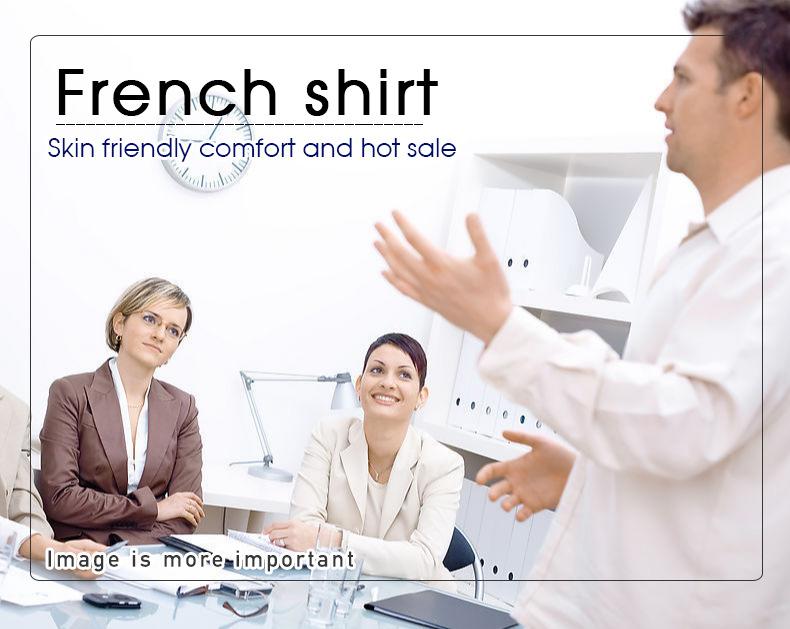 Product Introduction of Ss24 Men's French Style Shirt Business Dress Long Sleeve Shirt Solid Color Blue Striped Shirt Twill Business Style All-Match 1