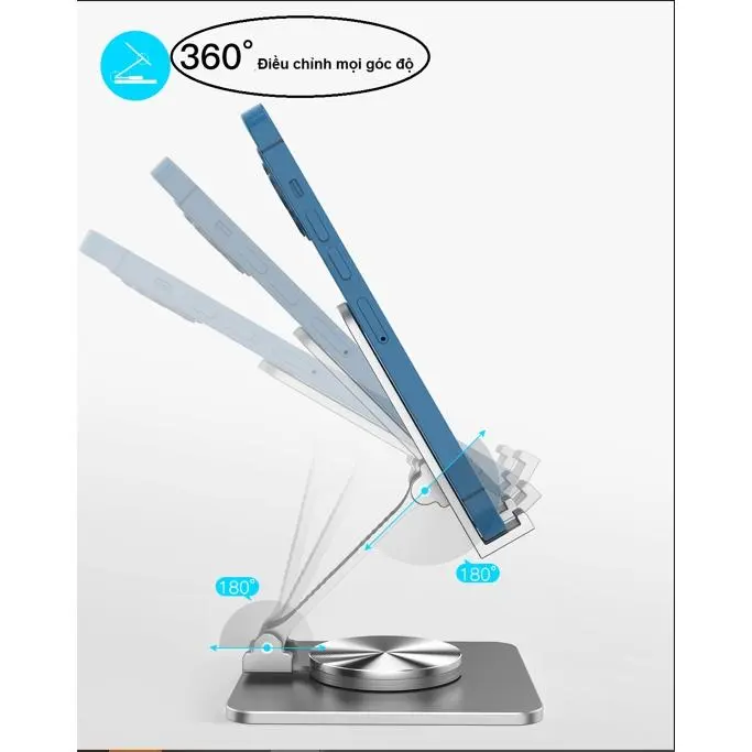 Giá Đỡ Điện Thoại iPhone, iPad, Máy Tính Bảng Chân Xoay 360 Độ Tiện Lợi Bằng Hợp Kim Nhôm 3