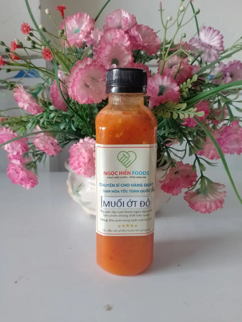 Muối ớt đỏ chấm hải sản và trái cây NGỌC HIỂN FOODS, 1 chai 300ml/370g