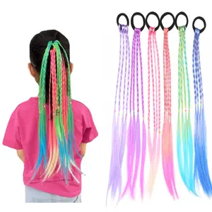 BISA COD F6408 Hair Extension Warna Warni / Rambut Palsu Kuncir Kuda / Wig Rambut Fashion Hair Band Wanita Elegan Kepang