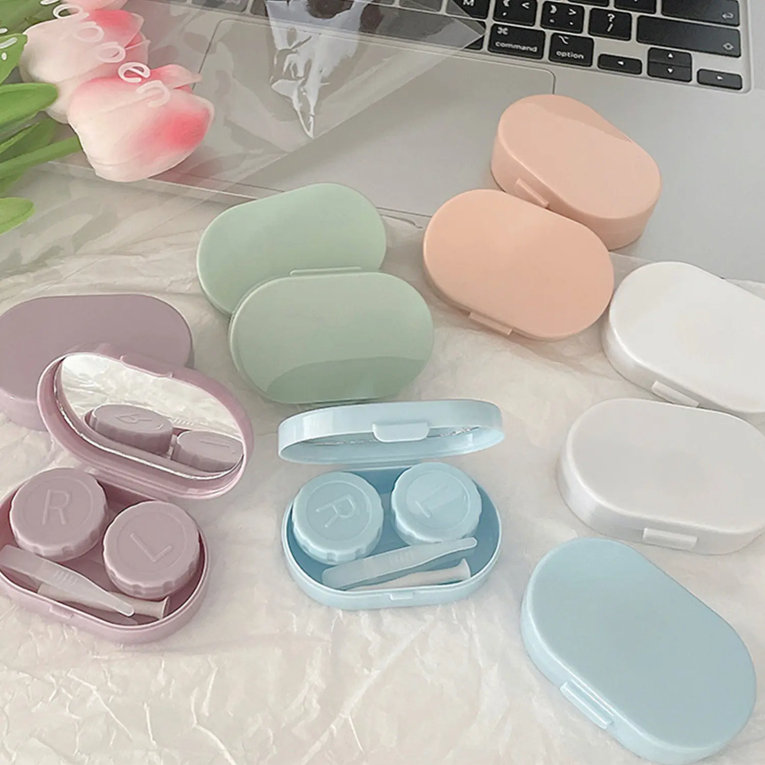 Hộp Đựng Kính Cầm Tay Hộp Đựng Kính Áp Tròng Màu Trơn Dễ Thương Cho Nữ, Hộp Đựng Ống Kính Mắt, Thích Hợp Cho Bộ Chăm Sóc Mắt, 1 Bộ, Ý Tưởng Quà Tặng