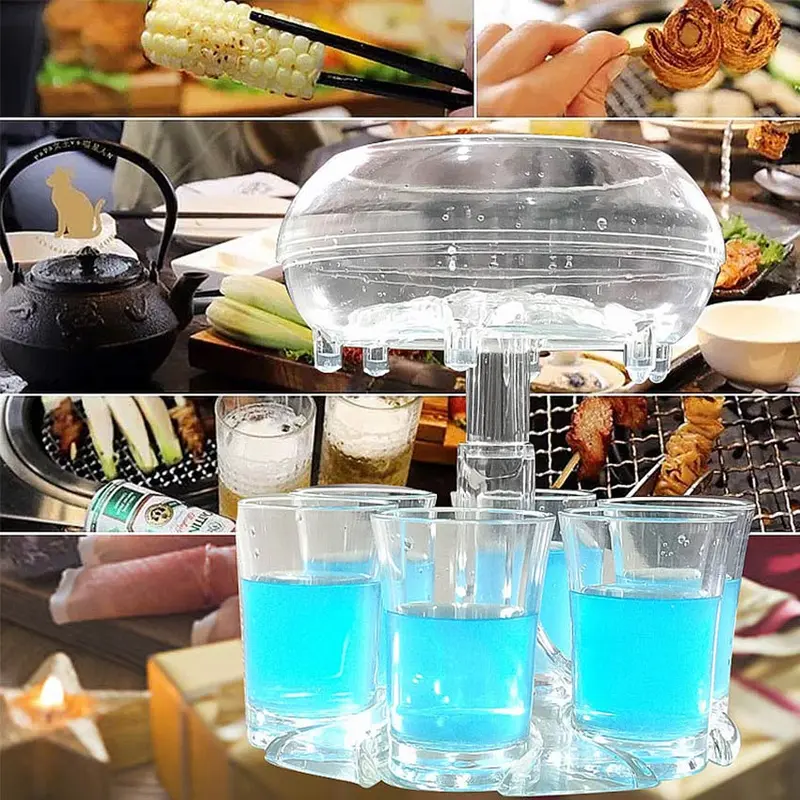 6 Shot Glass Dispenser Holder Party Beverage Drinking Games Bar Cocktail Wine Quick Filling Tool Carrier Caddy Liquor Dispenser 8