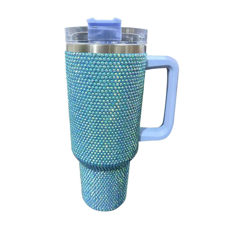 Product Introduction of Glitter Rhinestones Vacuum Flask, 1 Count 40oz Large Capacity Stainless Steel Insulated Cup, Portable Drinking Cup for Home Office School 3