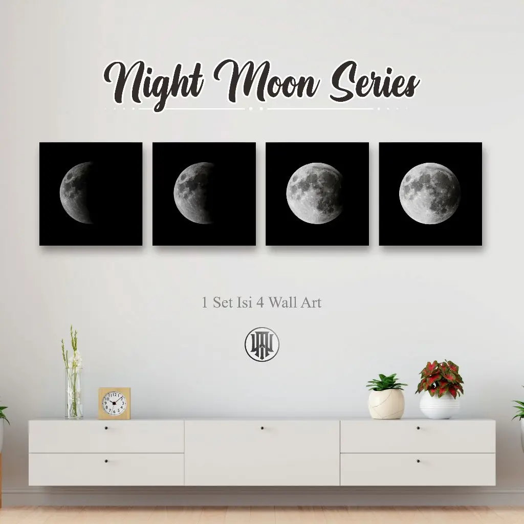 MASTER - Hiasan Dinding Aesthetic Night Moon Series 1 Set Dapat 4 Wall Art Gantungan Besi