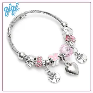 Gelang Manik-manik DIY Multi-elemen Paduan Tembaga Baja Tahan Karat Berlian Imitasi Perhiasan Mode