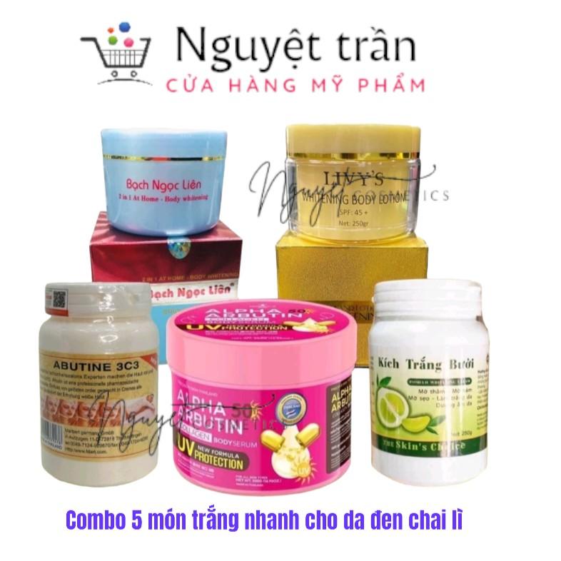 Combo Kem Trắng Da Cấp Tốc Mix Bạch Ngọc Liên 5 Món Làm Đẹp Da k embody Women Nữ Dưỡng Da Body Dưỡng Body Kem Body kem trộn kem trộn kem trộn combobach ngoc kem body k embody kem trộn