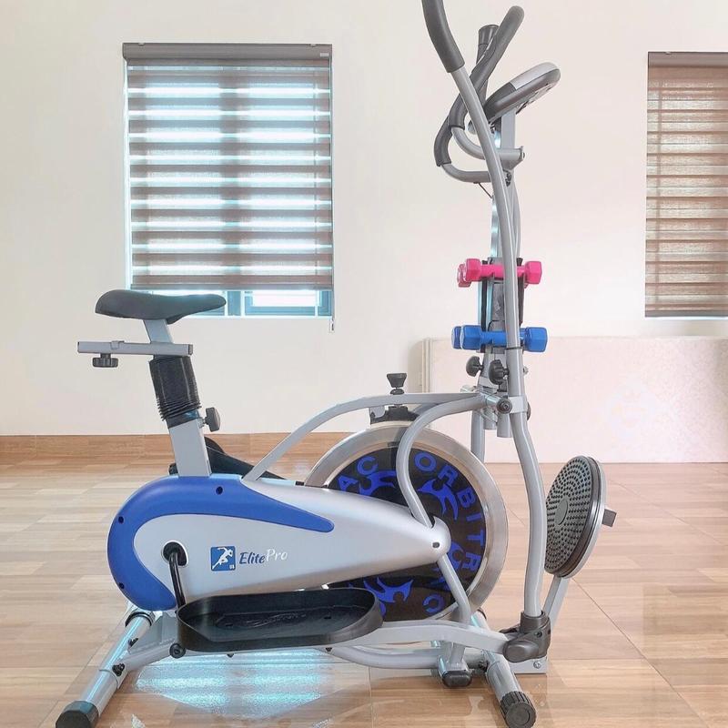  Xe đạp tập thể dục trong nhà ElitePro 8401B - kèm đĩa xoay eo tạ tay elip trainer bike Tim gym máy 