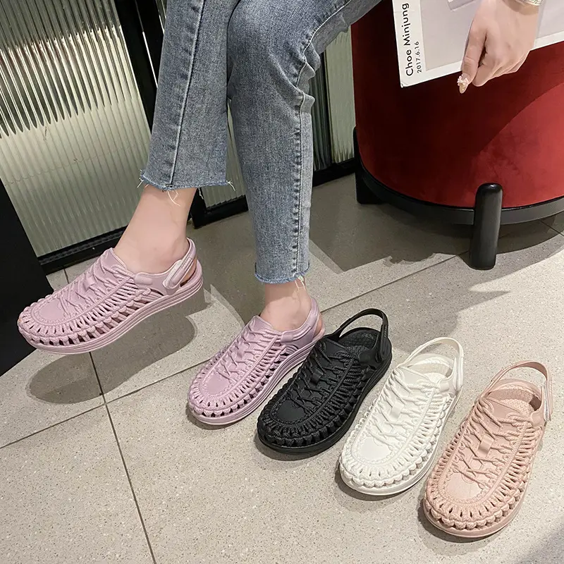 Sandal Musim Panas, untuk Wanita, Topi Kaki, Pakaian Luar Bertali, Rekaan Berongga, Kasut Pantai, Riadah Luar, Tidak Licin, Serba guna, Gaya Hulu Ringkas, Tarikh: 2025