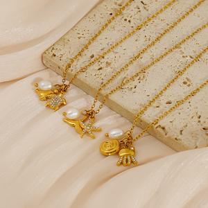 Kalung Fesyen, Gaya Eropah dan Amerika, Selebriti Dalam Talian, Bahan Keluli Tahan Karat, Loket Mutiara Haiwan Marin, Mudah dan Elegan, Kalung Diperibadikan, Untuk Wanita