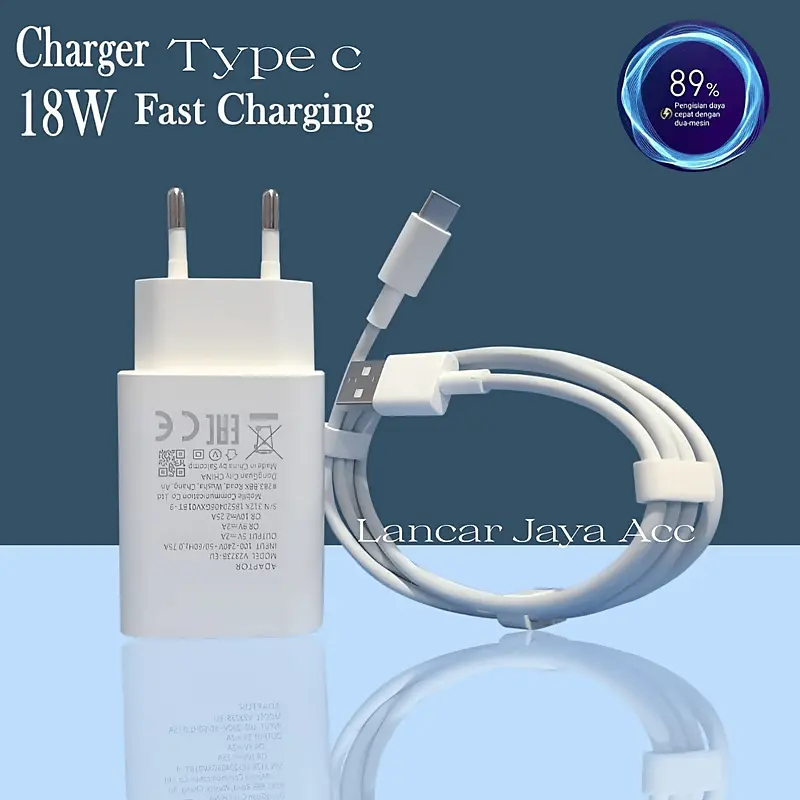 Charger Carger Carjer Casan Cas Adaptor Adapter 18W Fast Charging TYPE C Cable Kabel Handphone 3