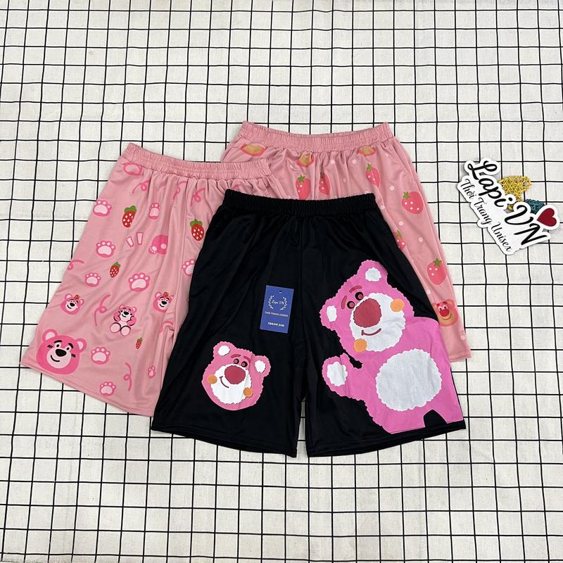 Quần Short Cartoon Gấu Dâu- Lapi VN Nhiều Hoạ Tiết, Phom Lửng Unisex, Quần Thun Mặc Nhà, Freesize 40-->65kg Nam Menswear quần hoạt hình  bigsize