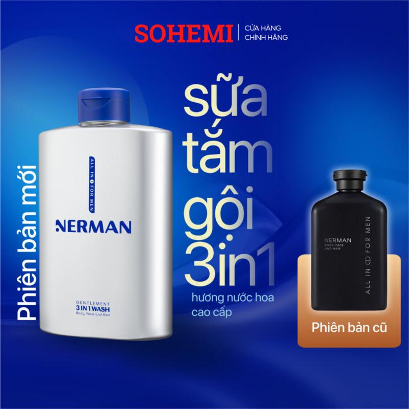 Sữa tắm gội hương nước hoa cao cấp Gentleman 3 in 1 NERMAN 350ml Dưỡng Thể