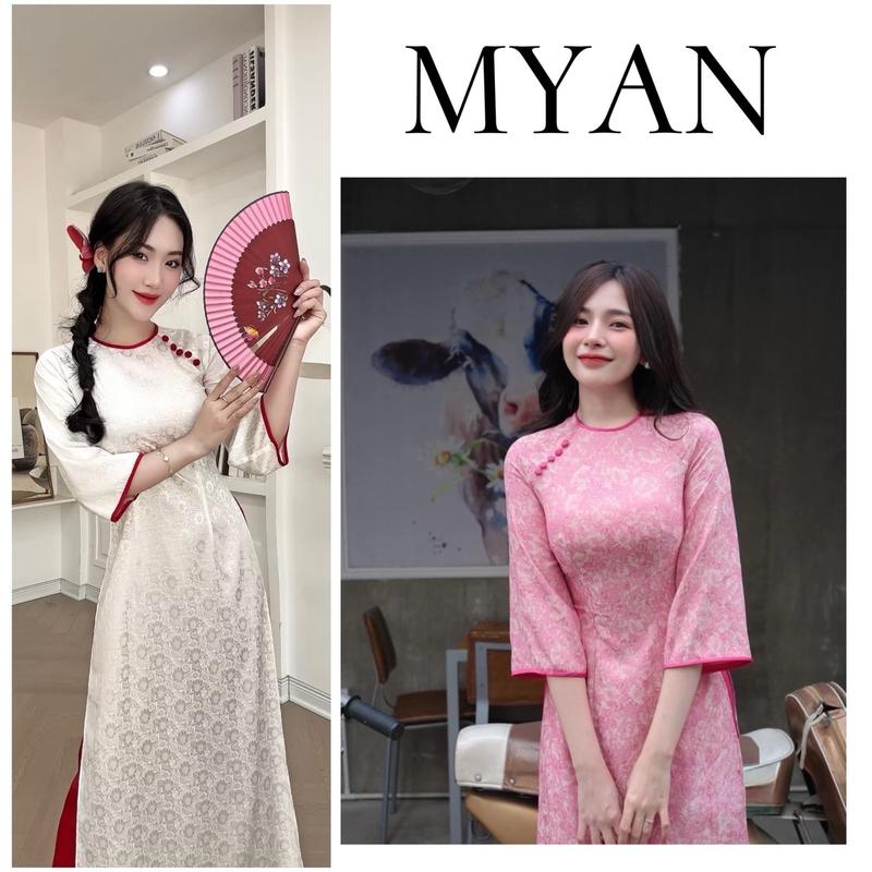 [SẴN HÀNG]Áo dài cách tân, áo dài truyền thống HỒNG ANH cổ tròn viền hồng sen, đính cúc cách điệu hoạ tiết gấm hoa thích hợp đi dạy đi lễ đi chơi đi tiệc hot trend 2024, nữ, women dress - Áo Dài Mỹ An
