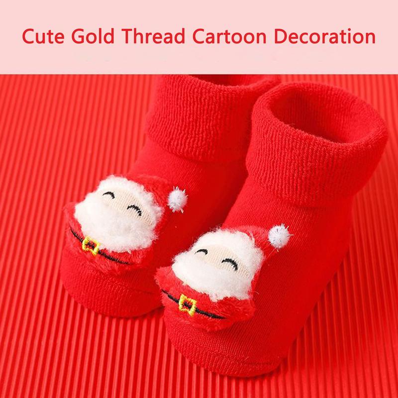 Vớ Giáng sinh cho trẻ em, dành cho bé gái và bé trai, có người tuyết, ông già Noel, và nai sừng tấm, thiết kế cây thông Noel, chống trượt, dễ thương và thoải mái, thích hợp cho trẻ mới biết đi, tất đi trong nhà 2