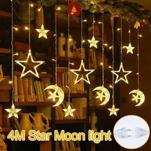 2025 Lampu Agustusan Kelap Kelip Lampu LED Kamar 4Meter Lampu Hias Waterproof LED Lampu Natal Tirai Dekorasi with EU Plug Lampu Tumblr