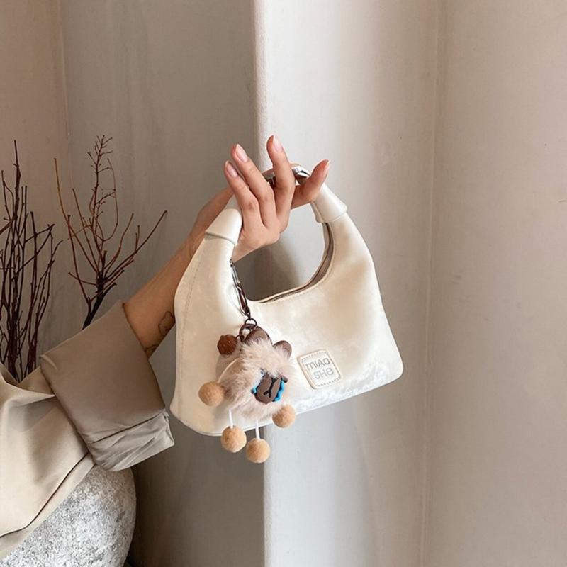 Túi xách nữ, túi đeo chéo da nhung dáng thuyền tặng kèm gấu bông treo M617