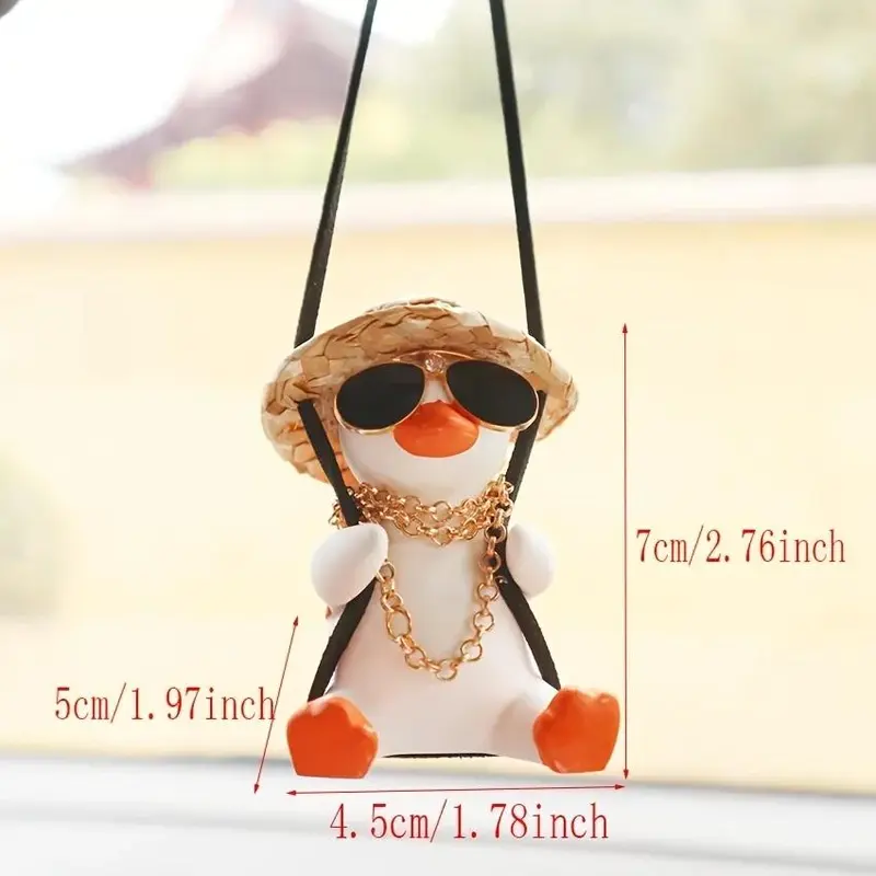 Cute Swinging Duck Design Car Ornament, Car Rearview Mirror Hanging Decoration, Car Interior Decoration Accessories for Women & Girls 1