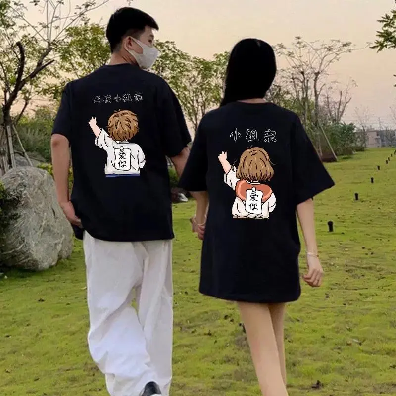 Trang Phục Mùa Hè, Trang Phục Cặp Đôi, Áo Phông Dáng Rộng Rãi, Cao Cấp, Hàng Mới Về, Bộ Đồ ngắn Tay Đặc Biệt Nữ Top 4