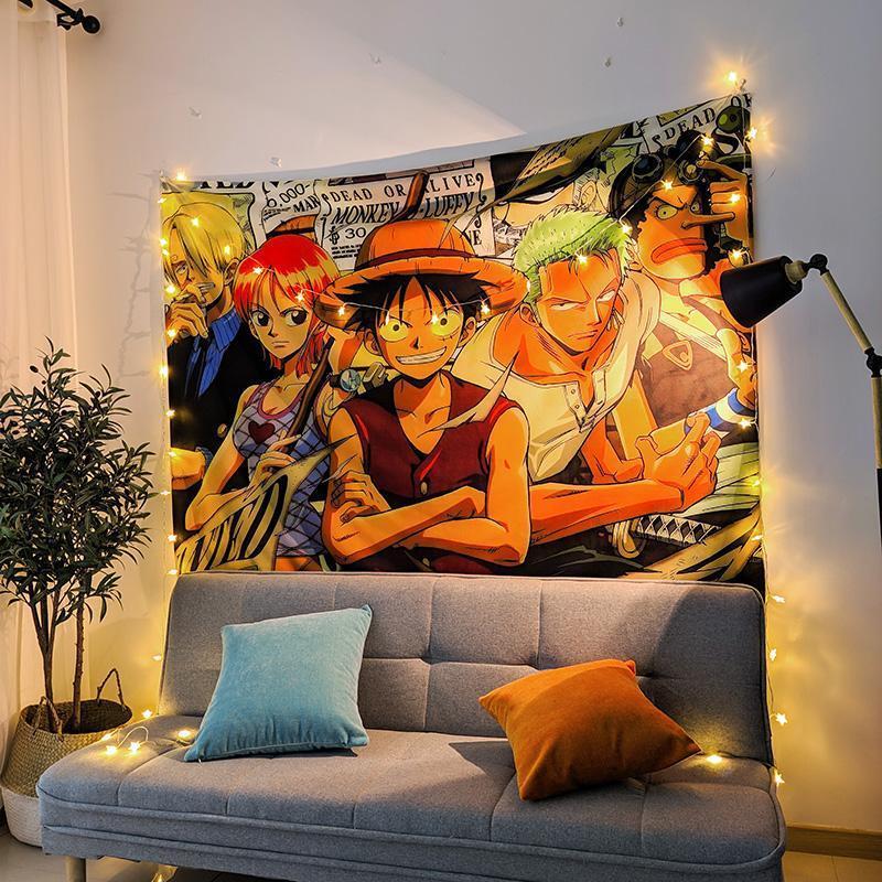 Product Introduction of One Piece Background Fabric Ins Hanging Cloth Student Dormitory Cartoon Anime Theme Decoration Bedside Background Wall Wall Cloth 11
