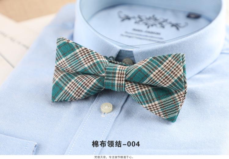 Product Introduction of 1PCS Men's Bow Tie Korean Version Fashion Casual Bow Cotton Trendy Plaid Striped Collar Bow Tie Manufacturer Wholesale Spot 7