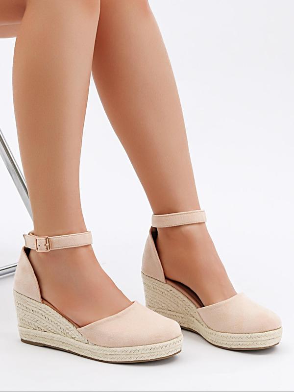 Women's Wedge Ankle Strap Sandals, Summer Outfits 2024 Boho Style Solid Color Wedge Platform Sandals for Beach Vacation, Wedge Heel Woven Shoes for Women & Girls 2