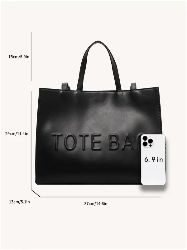 Women's Solid Color Tote Bag, Fashionable Large Capacity Shoulder Bag for Work & Daily Used, Casual Trendy Versatile High-quality Daily Commuting Bag 1
