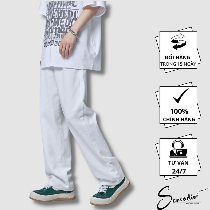 Quần Baggy Nam Ống Rộng SANVADIO - Quần Jean Nam Màu Trắng Dáng Xuông Form Chuẩn Hàn Quốc QD18 Menswear Pants