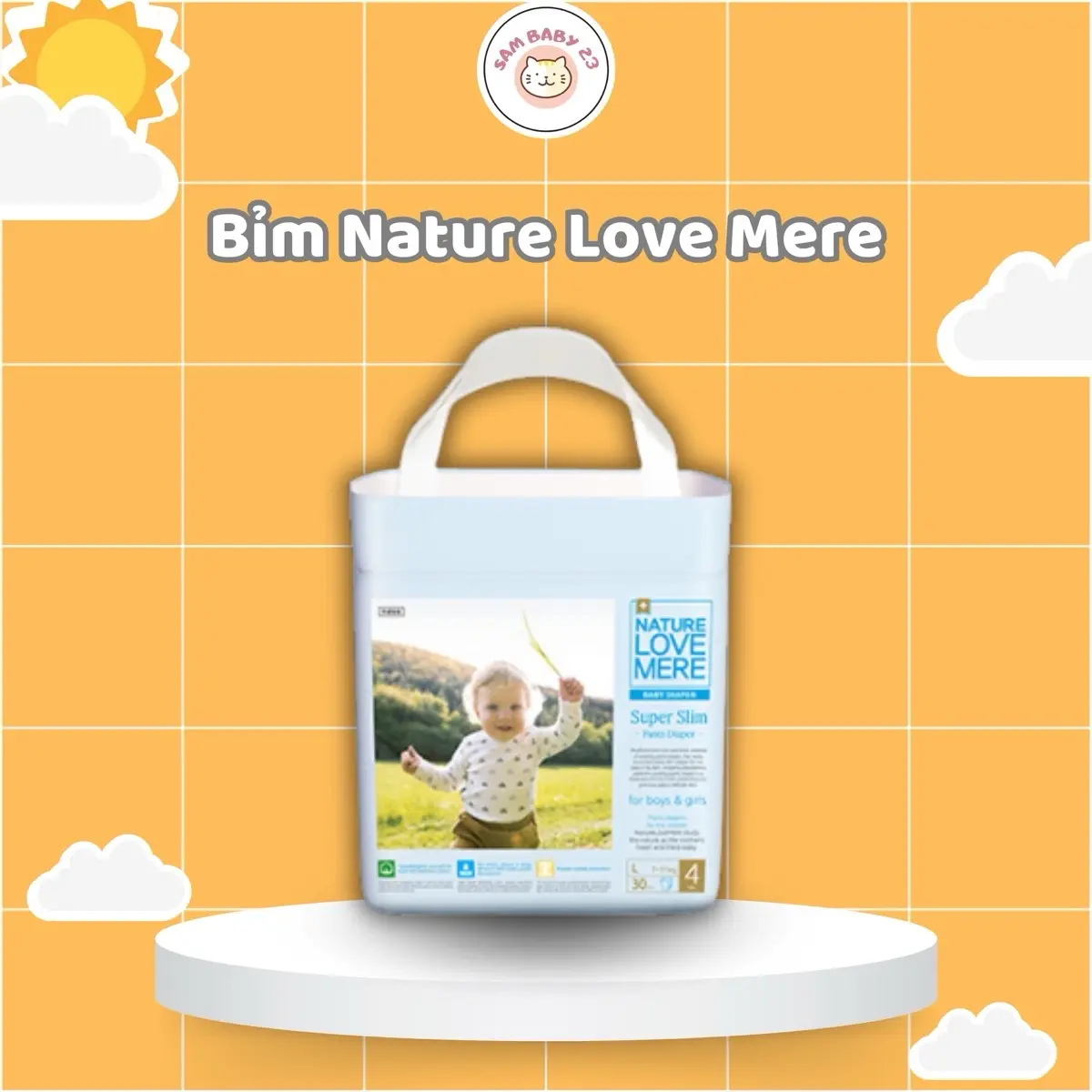 Bỉm dán/quần NATURE LOVE MERE Super Slim cao cấp nội địa Hàn Quốc cho bé S26/M24/L18/XL18/XXL18