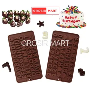 Cetakan Puding Jelly Es Fondant Kue Coklat Silikon Huruf Abjad Happy Birthday HBD Dekorasi Alat Baking Tools