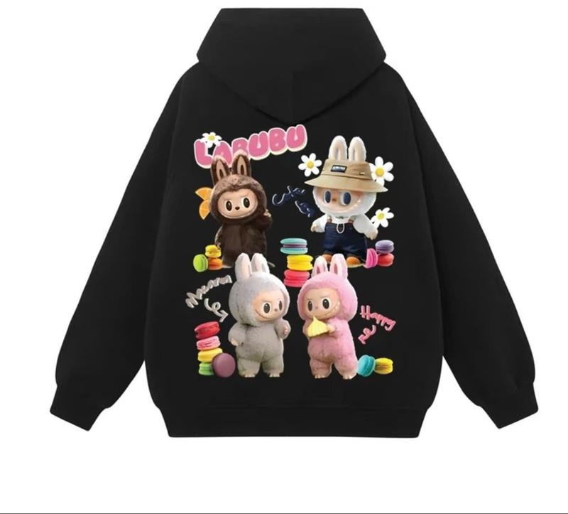 Product Introduction of ÁO HOODIE LABUBU 4  ,CHẤT NỈ DẦY DẶN,MŨ 2LỚP NAM NỮ Menswear cotong dài tay có túi bụng và dây mũ 1
