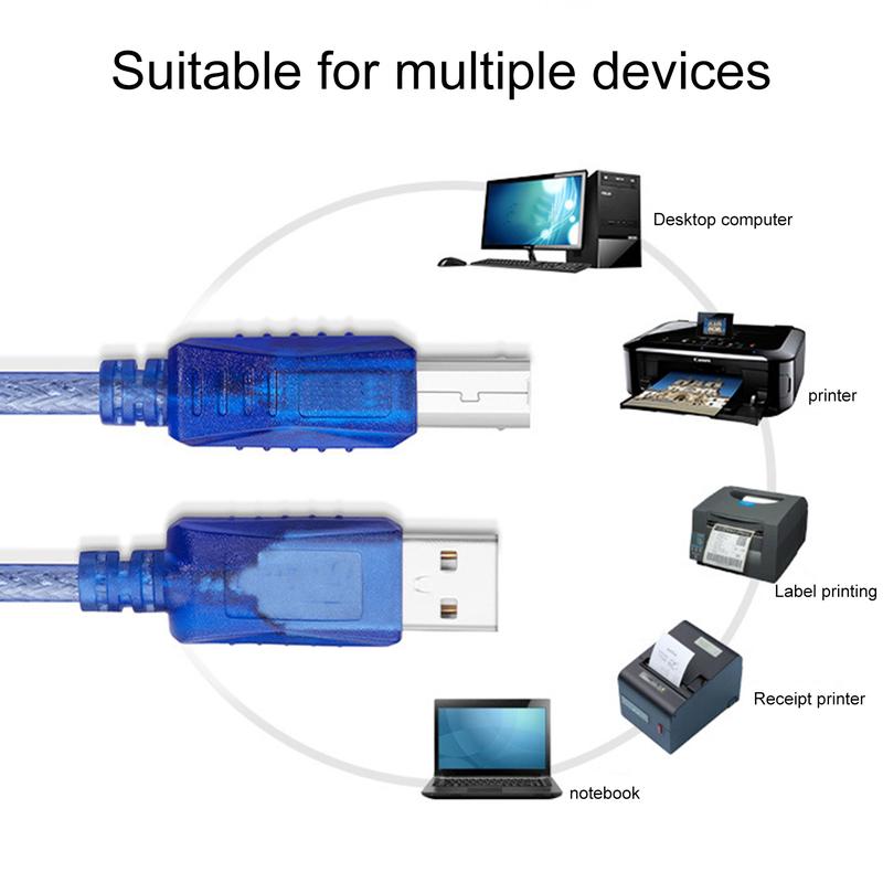 Cáp dữ liệu máy in USB, heihace, Phiên bản USB 2.0, A đến B, Tốc độ cao, Chiều dài 1,8 / 3 / 5M, Dây dữ liệu KVM, Thích hợp cho máy in được kết nối với máy tính 3