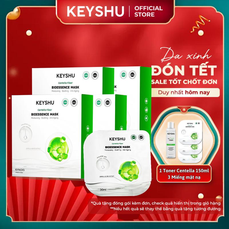   ĐỘC QUYỀN LIVE  Combo 40 Miếng Mặt Nạ Sợi Xơ Rau Má Centella Fiber KEYSHU Dưỡng Ẩm Làm Mềm Da Hỗ Trợ Ngăn Ngừa Lão Hóa 30ml Tinh Chất 